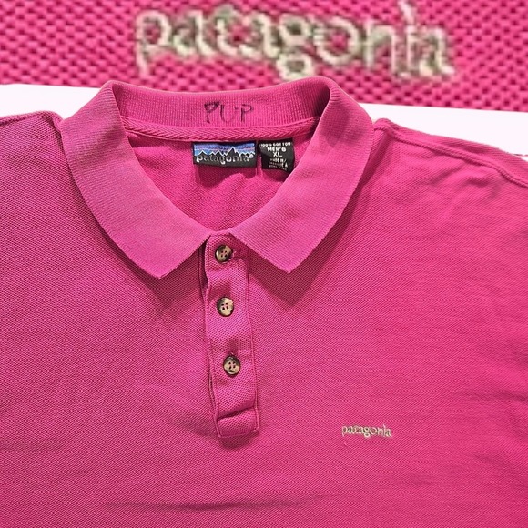 VTG 1989 Patagonia Men XL Magenta Pink Cotton Polo Shirt Single Stitch Spell 80s